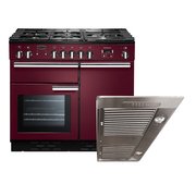 Rangemaster Professional Plus  Dual Fuel Range Cooker & Hood Pack, A Rated