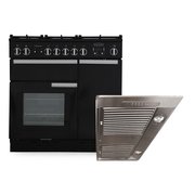 Rangemaster Professional Plus  Dual Fuel Range Cooker & Hood Pack, A Rated