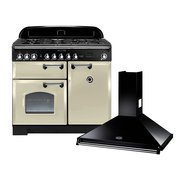 Rangemaster Classic Deluxe Dual Fuel Range Cooker & Hood Pack, A Rated