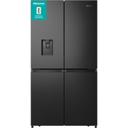 Hisense RQ758N4SWFE American Fridge Freezer,  Non-Plumbed, Black, E Rated
