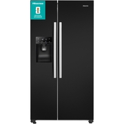 Hisense RS694N4IBE American Fridge Freezer,  Plumbed, Black, E Rated