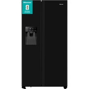 Hisense RS694N4TBE American Fridge Freezer, Black, E Rated,  Non-Plumbed