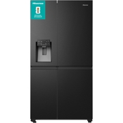 Hisense RS818N4TFE American Fridge Freezer,  Non-Plumbed, Black, E Rated
