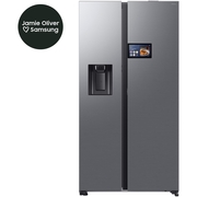 Samsung RS90F64EETEU American Fridge Freezer, Matt Metal Silver, E Rated,  Plumbed