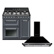 Smeg Victoria Dual Fuel Range Cooker & Hood Pack, Grey, A Rated