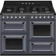 Smeg TR4110GR Victoria 110cm Dual Fuel Range Cooker, Grey, A Rated