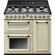 Smeg TR93P Victoria 90cm Dual Fuel Range Cooker, Cream, A Rated