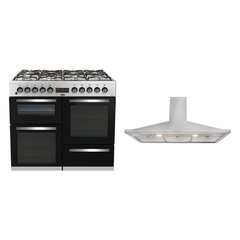 Beko KDVF100X 100cm Dual Fuel Range Cooker, Stainless Steel, A Rated
