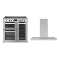 Belling RCA COOKCENTRE 90E S 90cm Ceramic Range Cooker, Stainless Steel, A Rated