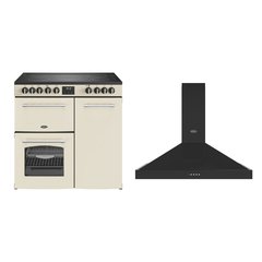 Belling Farmhouse 90E 90cm Ceramic Range Cooker, Cream, A Rated