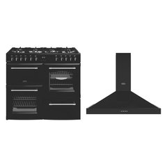 Belling Farmhouse 100DF 100cm Dual Fuel Range Cooker, Black, A Rated