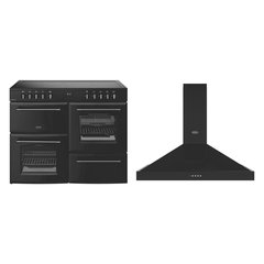 Belling RCA FARMHOUSE 110E B 110cm Ceramic Range Cooker, Black, A Rated
