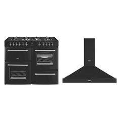 Belling RCA FARMHOUSE 110DF 110cm Dual Fuel Range Cooker, Black, A Rated