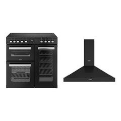 Belling RCA COOKCENTRE 90E B 90cm Ceramic Range Cooker, Black, A Rated