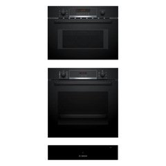 Bosch HQA574BB3B Series 4 Built-In Electric Single Oven with Pyrolytic Cleaning, Black, A+ Rated