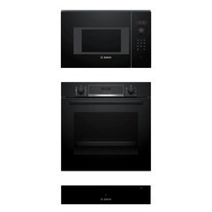 Bosch HQA574BB3B Series 4 Built-In Electric Single Oven with Pyrolytic Cleaning, Black, A+ Rated