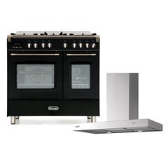 DeLonghi DVTR 906-DF/BL Vintage 90cm Dual Fuel Range Cooker, Stainless Steel, A Rated