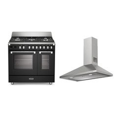 DeLonghi BS 965T MXA 90cm Dual Fuel Range Cooker, Grey, A Rated