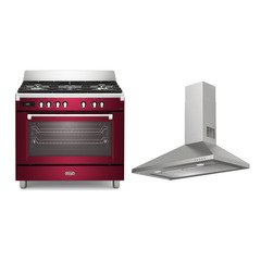 DeLonghi BS 965 MXR 90cm Dual Fuel Range Cooker, Red, A Rated