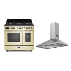 DeLonghi BS 965T MAC 90cm Dual Fuel Range Cooker, Cream, A Rated