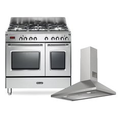 DeLonghi DVTR 906- DF/SS Vintage 90cm Dual Fuel Range Cooker, Stainless Steel, A Rated