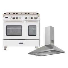 DeLonghi DVTR 906-DF/WH Vintage 90cm Dual Fuel Range Cooker, White, A Rated