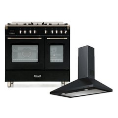 DeLonghi DVTR 906-DF/BL Vintage 90cm Dual Fuel Range Cooker, Stainless Steel, A Rated