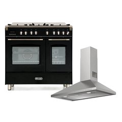 DeLonghi DVTR 906-DF/BL Vintage 90cm Dual Fuel Range Cooker, Stainless Steel, A Rated