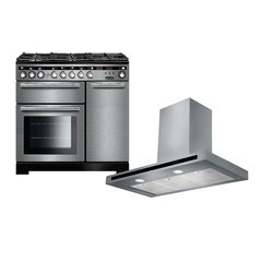 Rangemaster EDL90DFFSS/C 90cm Dual Fuel Range Cooker Encore Deluxe Stainless Steel / Chrome, A Rated