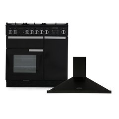 Rangemaster PROP90DFFGB/C 90cm Dual Fuel Range Cooker Professional Plus Black / Chrome, A Rated