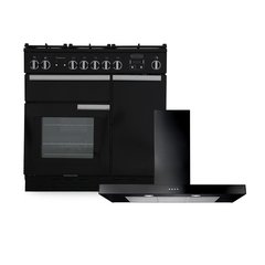 Rangemaster PROP90DFFGB/C 90cm Dual Fuel Range Cooker Professional Plus Black / Chrome, A Rated
