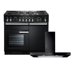 Rangemaster PROP100DFFGB/C 100cm Dual Fuel Range Cooker Professional Plus Black / Chrome, A Rated