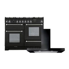 Rangemaster KCH110DFFBL/C 110cm Dual Fuel Range Cooker Kitchener Black / Chrome, A Rated