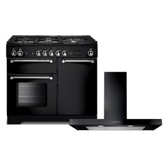 Rangemaster KCH100DFFBL/C 100cm Dual Fuel Range Cooker Kitchener Black / Chrome, A Rated
