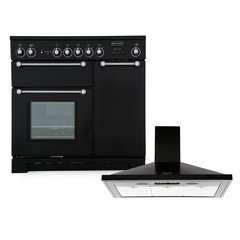 Rangemaster KCH90ECBL/C 90cm Ceramic Range Cooker Kitchener Black / Chrome, A Rated