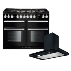 Rangemaster NEXSE110DFFBL/C 110cm Dual Fuel Range Cooker Nexus SE Black / Chrome, A Rated