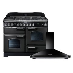 Rangemaster CDL110DFFCB/C 110cm Dual Fuel Range Cooker Classic Deluxe Charcoal Black / Chrome, A Rated