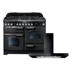 Rangemaster CDL110DFFCB/C 110cm Dual Fuel Range Cooker Classic Deluxe Charcoal Black / Chrome, A Rated