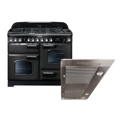 Rangemaster CDL110DFFCB/C 110cm Dual Fuel Range Cooker Classic Deluxe Charcoal Black / Chrome, A Rated