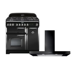 Rangemaster CDL90DFFCB/C 90cm Dual Fuel Range Cooker Classic Deluxe Charcoal Black / Chrome, A Rated