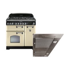 Rangemaster CDL90DFFCR/C 90cm Dual Fuel Range Cooker Classic Deluxe Cream / Chrome, A Rated
