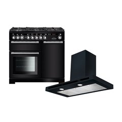 Rangemaster EDL100DFFBL/C 100cm Dual Fuel Range Cooker Encore Deluxe Black / Chrome, A Rated