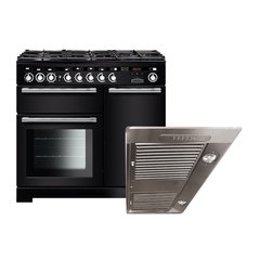 Rangemaster EDL100DFFBL/C 100cm Dual Fuel Range Cooker Encore Deluxe Black / Chrome, A Rated