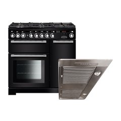 Rangemaster EDL90DFFBL/C 90cm Dual Fuel Range Cooker Encore Deluxe Black / Chrome, A Rated
