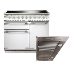 Rangemaster ELS100EIWH 100cm Induction Range Cooker Elise White / Brushed Nickel, A Rated