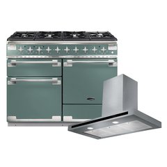Rangemaster ELS110DFFMG 110cm Dual Fuel Range Cooker Elise Mineral Green / Brushed Nickel, A Rated