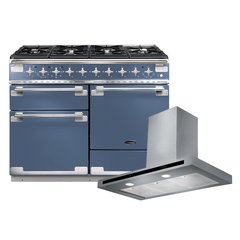 Rangemaster ELS110DFFSB 110cm Dual Fuel Range Cooker Elise Stone Blue / Brushed Nickel, A Rated