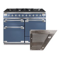 Rangemaster ELS110DFFSB 110cm Dual Fuel Range Cooker Elise Stone Blue / Brushed Nickel, A Rated