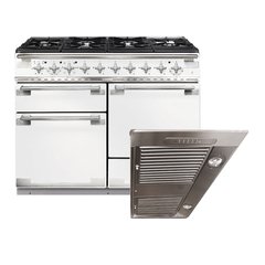Rangemaster ELS110DFFWH 110cm Dual Fuel Range Cooker Elise White / Brushed Nickel, A Rated