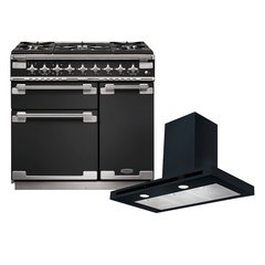 Rangemaster ELS90DFFCB 90cm Dual Fuel Range Cooker Elise Charcoal Black / Brushed Nickel, A Rated
